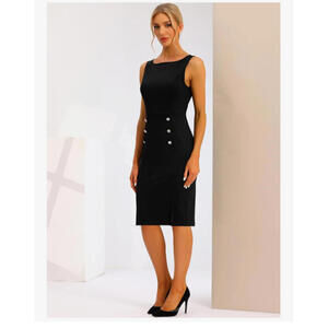 Allegra K Sheath Black Dress Size Medium Workwear